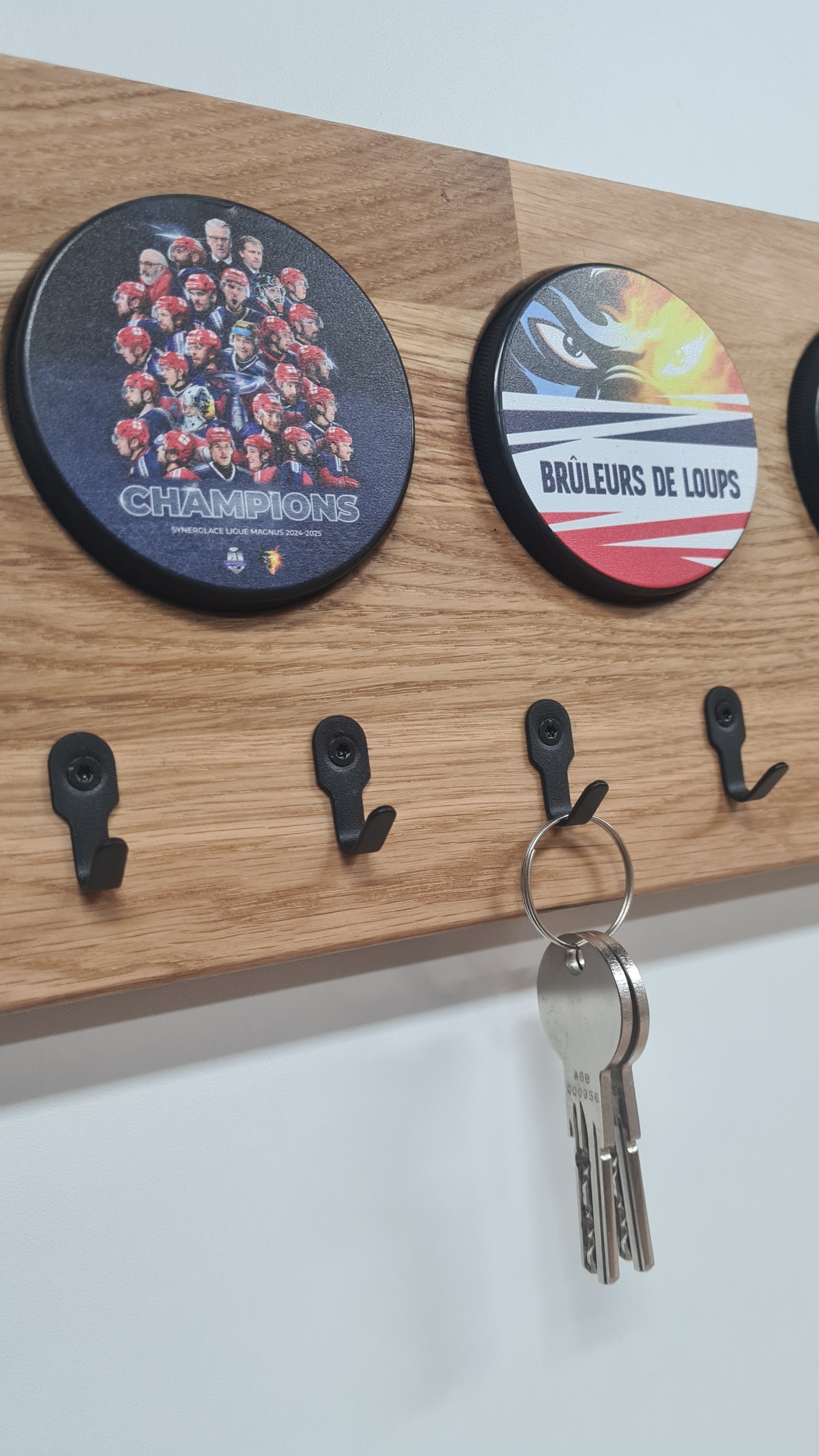 Porte clé/médaille mural pour collection palet de hockey