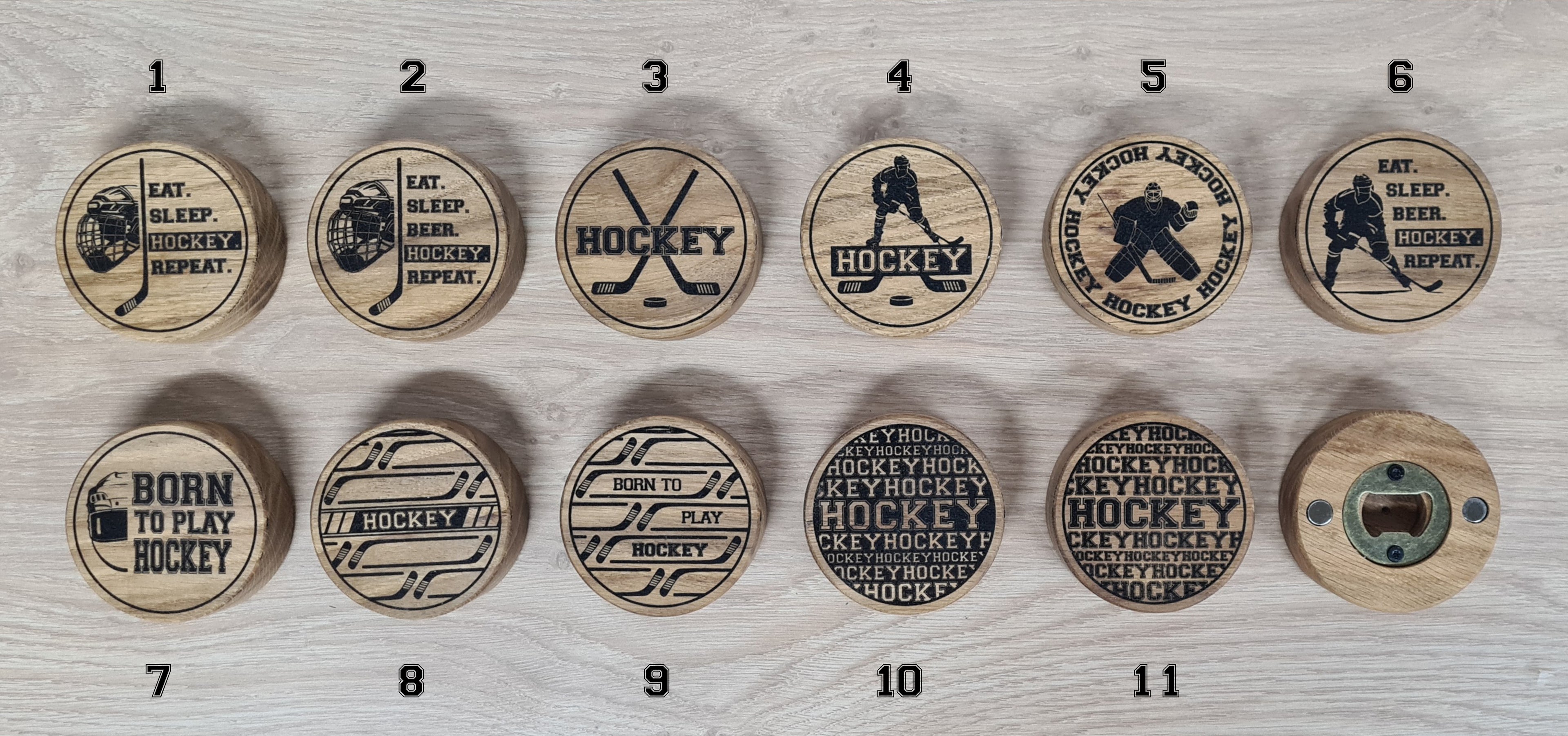 Décapsuleur palet de hockey aimanté / 11 modèles