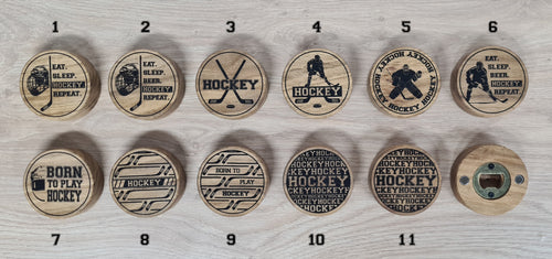 Décapsuleur palet de hockey aimanté / 11 modèles