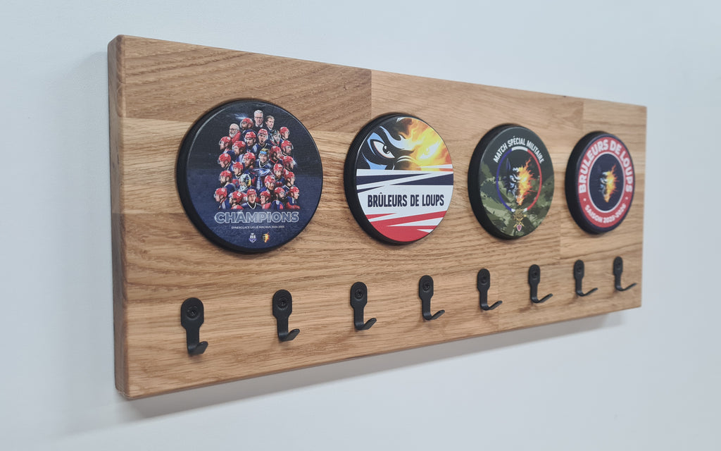 Porte clé/médaille mural pour collection palet de hockey